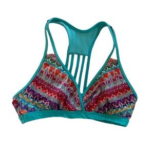 Title Nine Swim top bikini V-Neck Size Medium caged back turquoise